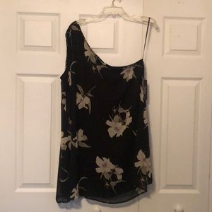 Black flowered one shoulder dress